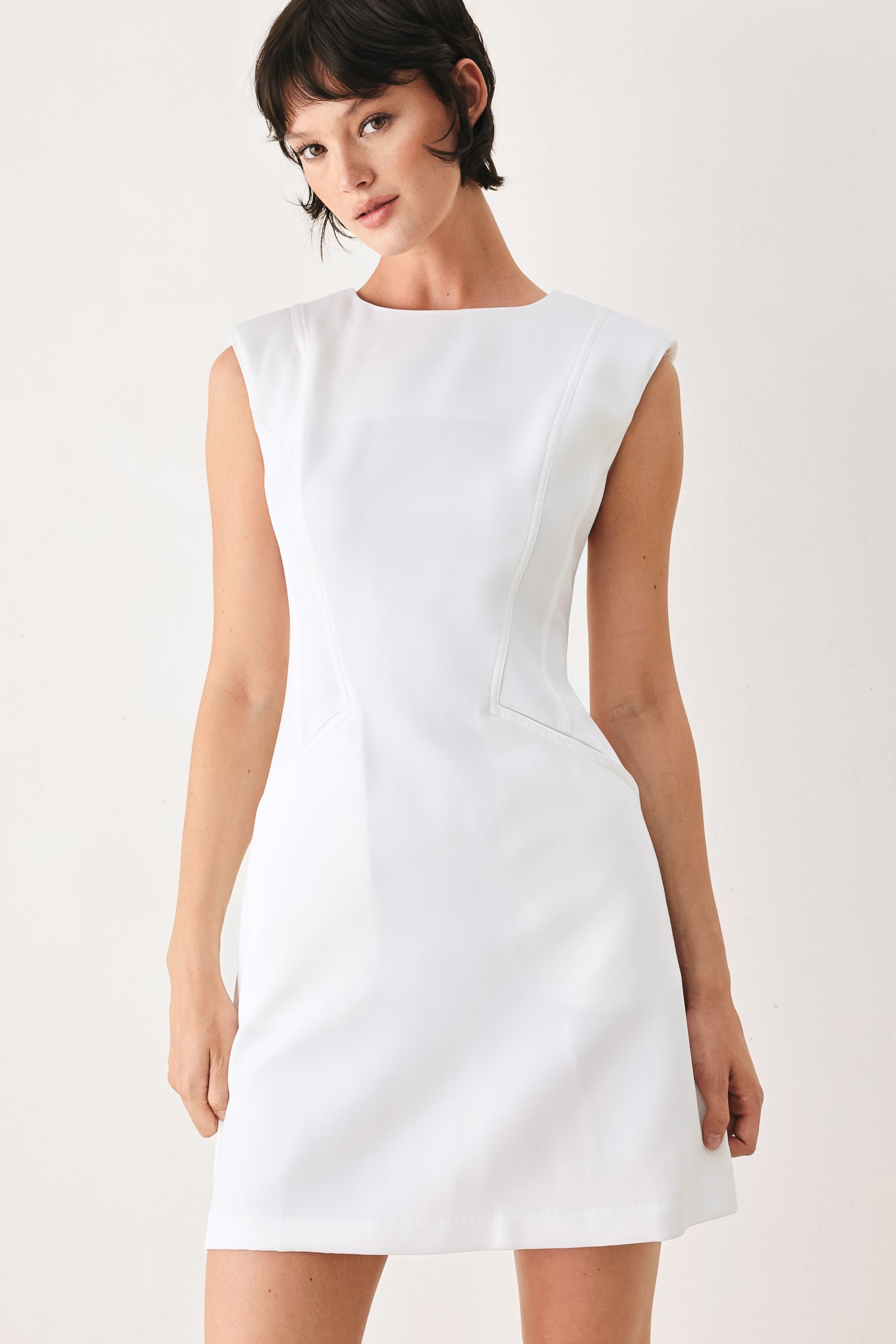 The Modern Icon Woven Shift Dress view 17 - Modern Icon Mini Dress White