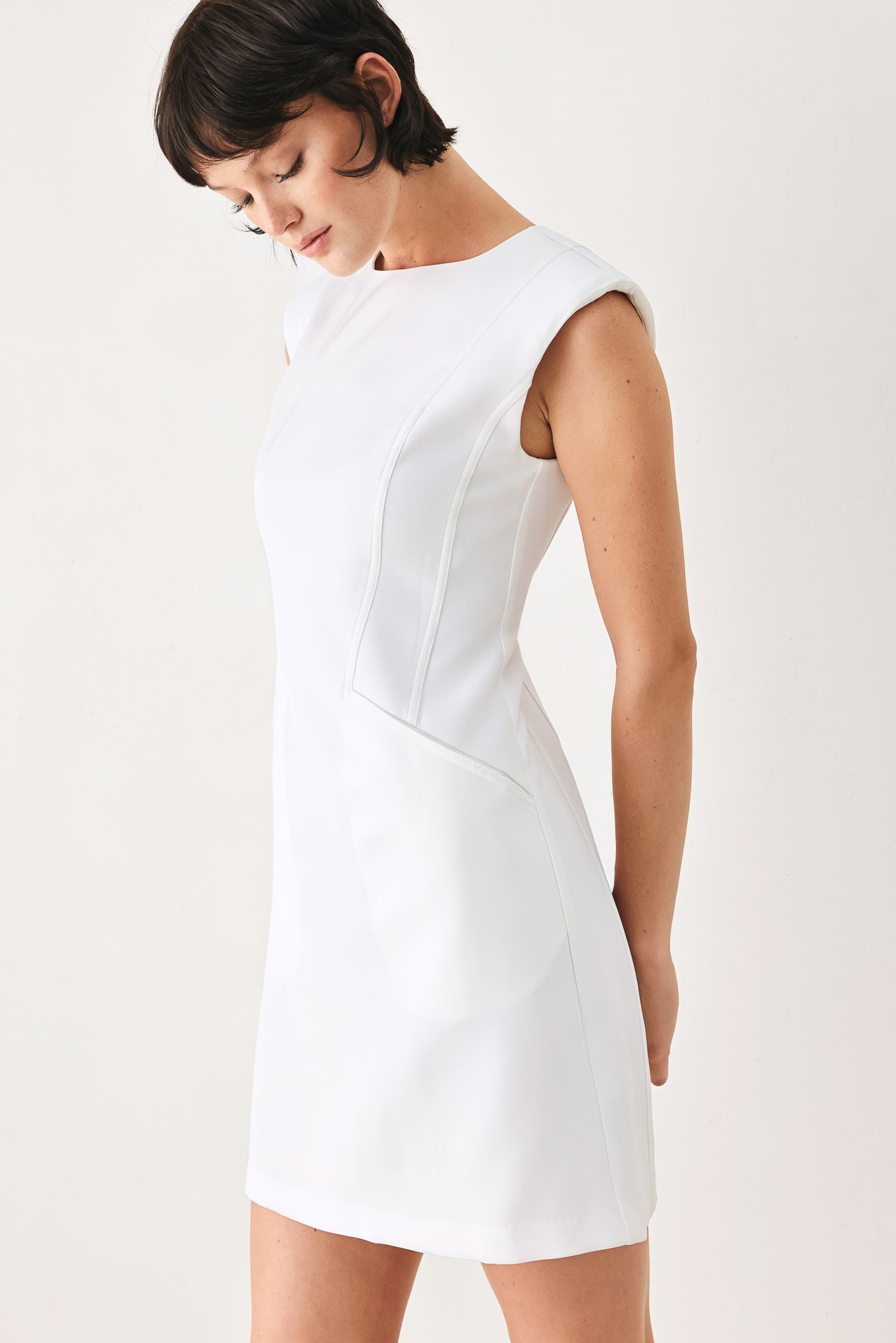The Modern Icon Woven Shift Dress view 18 - Modern Icon Mini Dress White