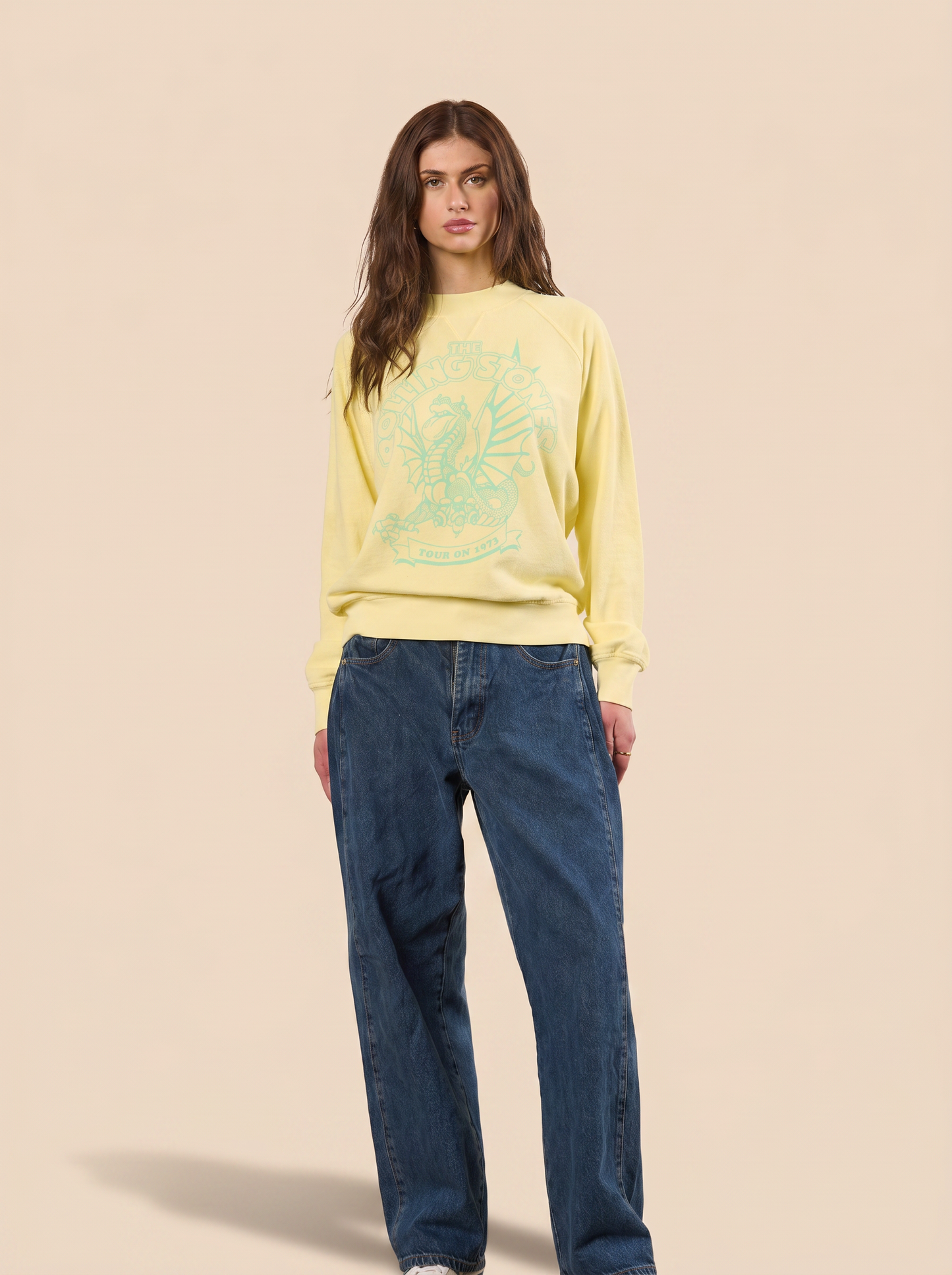 The Rolling Stones Lime Dragon Pullover in M view 3 - Rolling Stones Hoodie (top)