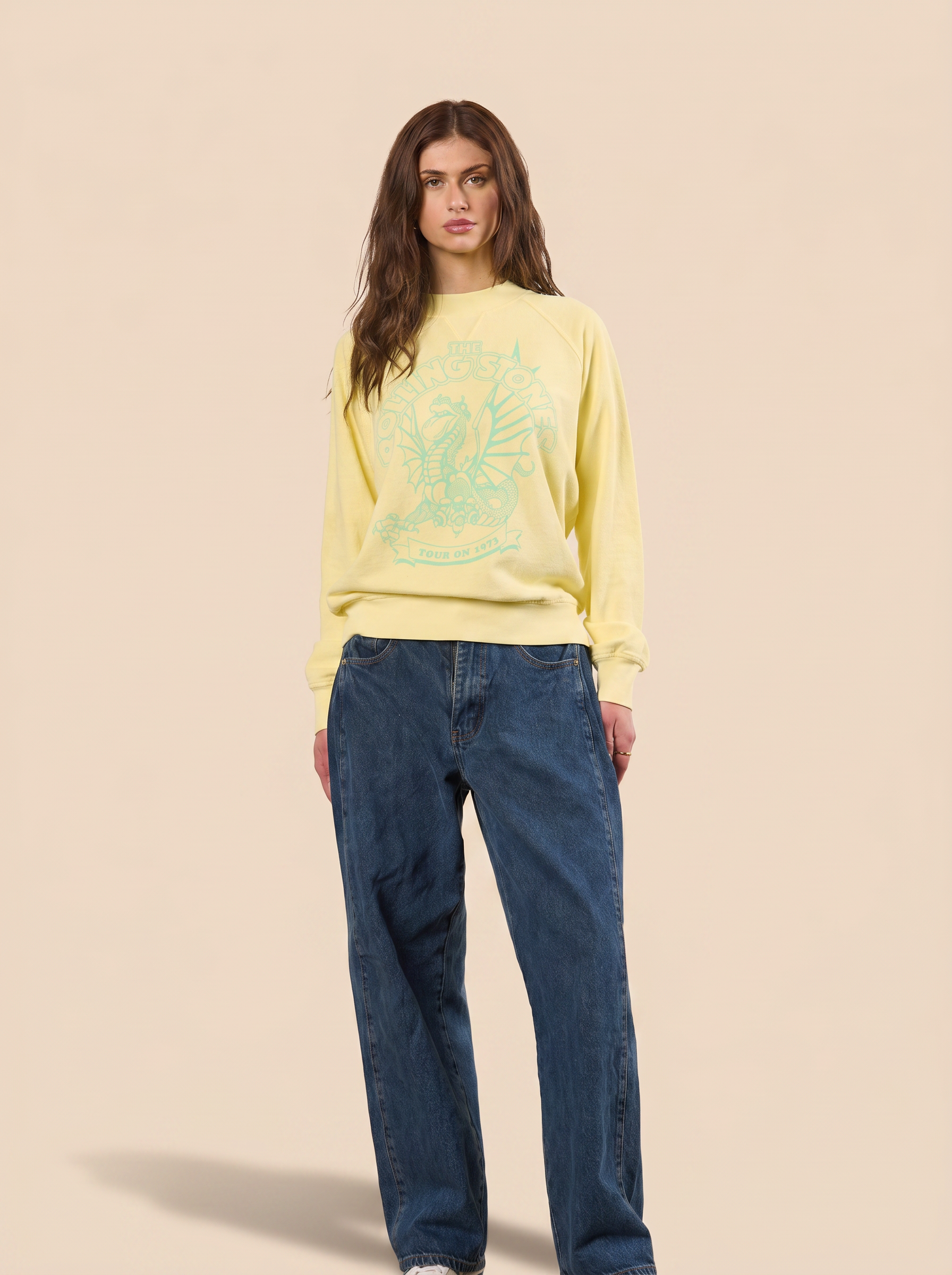 The Rolling Stones Lime Dragon Pullover in M view 3 - Rolling Stones Hoodie (top)