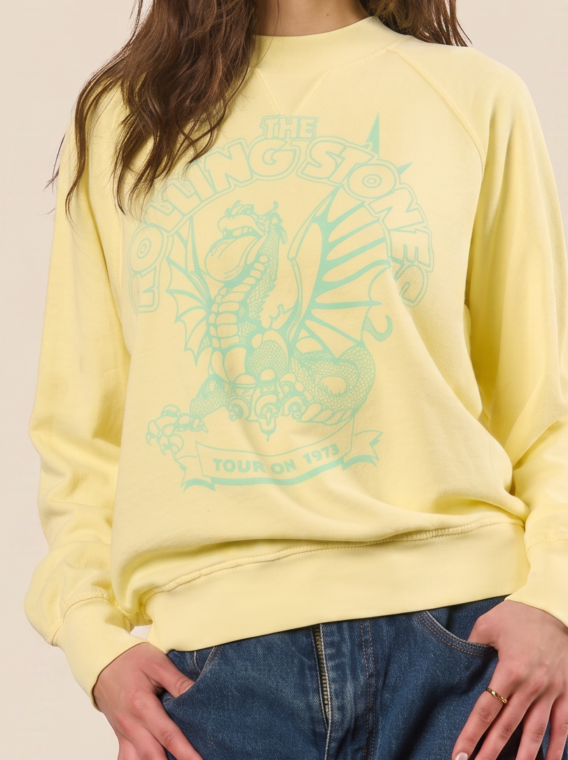 The Rolling Stones Lime Dragon Pullover in S view 2 - Rolling Stones Hoodie (top)