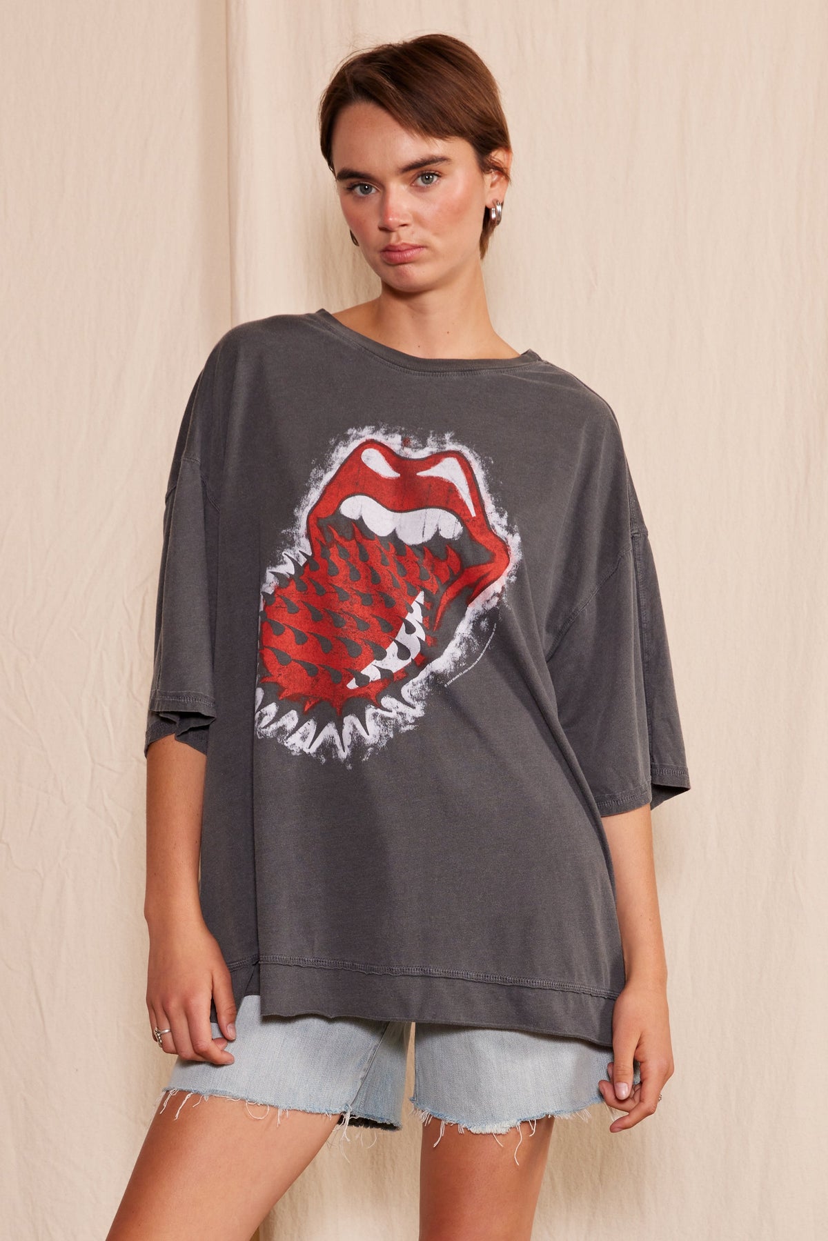 The Rolling Stones Thru and Thru Oversized Tee in One Size - Relaxed Fit - Rolling Stones Tee Shirts (top)