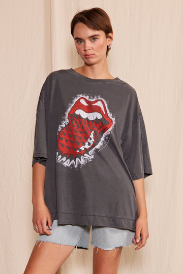 The Rolling Stones Thru and Thru Oversized Tee in One Size - Relaxed Fit - Rolling Stones Tee Shirts (top)