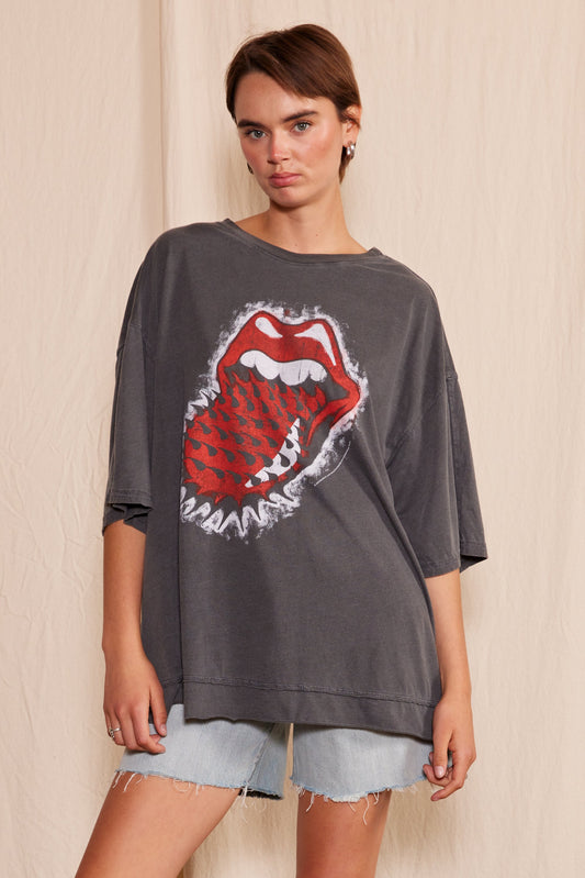 The Rolling Stones Thru and Thru Oversized Tee in One Size - Relaxed Fit - Rolling Stones Tee Shirts (top)