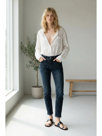 Thea plus Mid Rise Cigarette Jeans in P-16 (bottom)