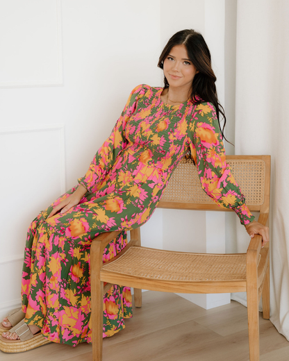 tinsley floral puff Tinsley Floral Puff Sleeve Smocked Bodice Frill Tiered Dress view 4 (dress) - shop at us.meeeshop