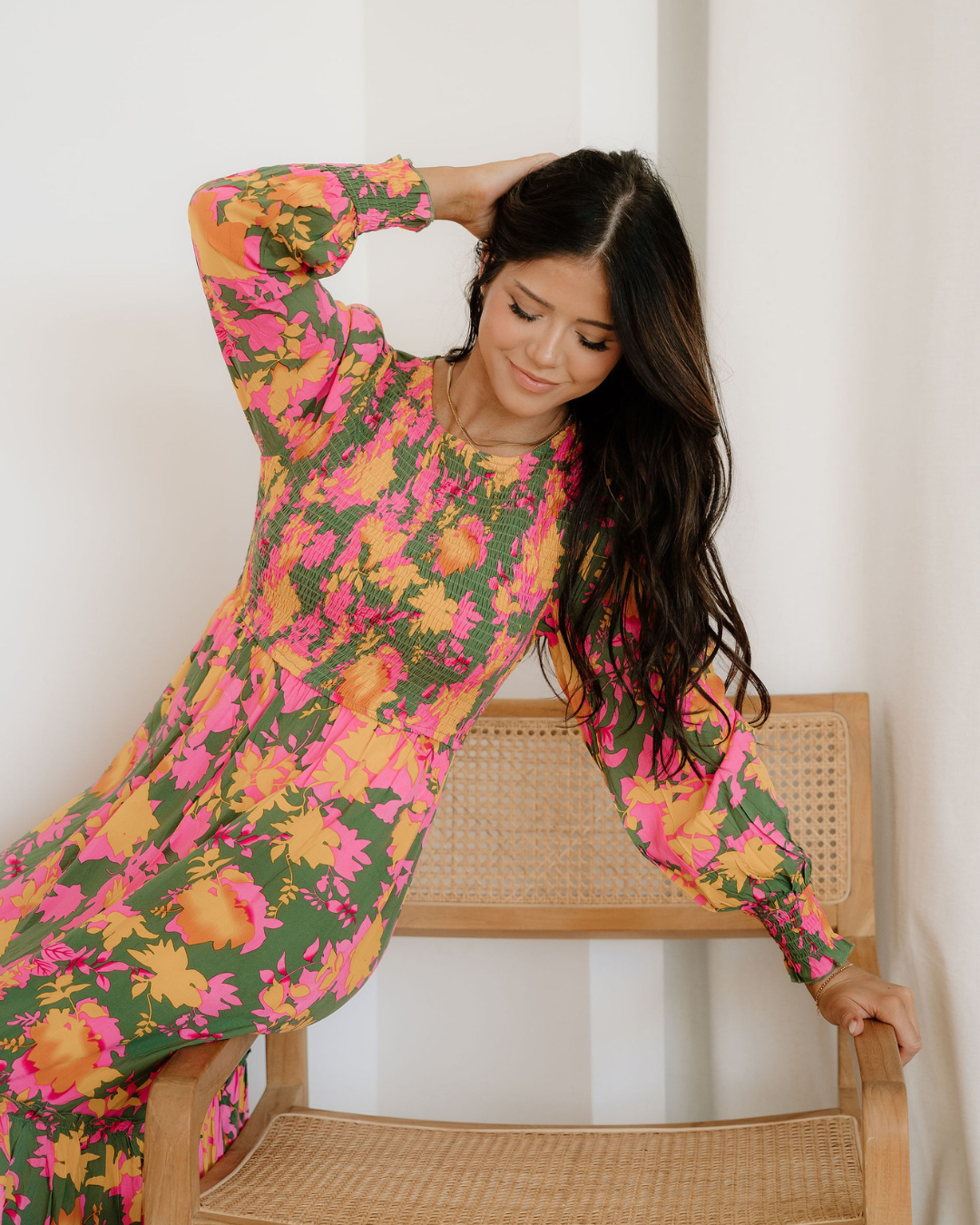 tinsley floral puff Tinsley Floral Puff Sleeve Smocked Bodice Frill Tiered Dress view 5 (dress) - shop at us.meeeshop