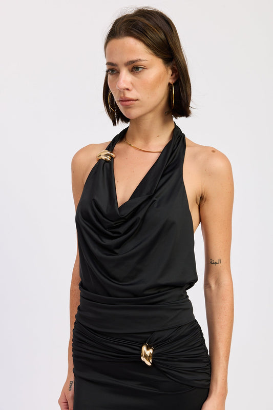 Tori Halter Top in Black view 2