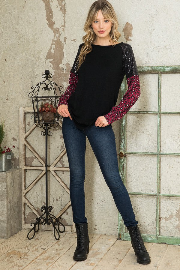 Trans Sequin Contrast Sweater Knit in L view 3 - Fall Wardrobe Essential - Knit Sweater (top)