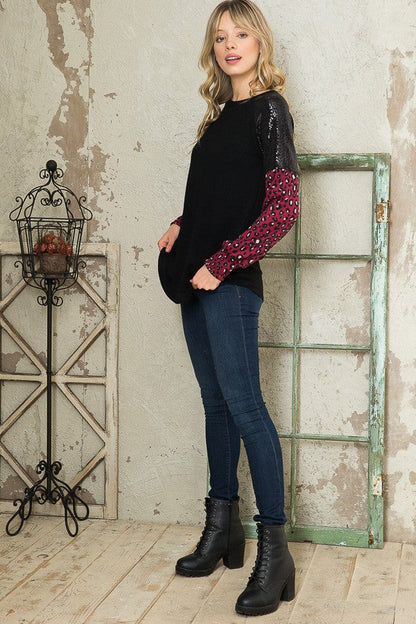 Trans Sequin Contrast Sweater Knit view 6 - Fall Wardrobe Essential - Knit Sweater (top)