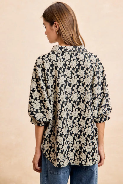Trendsi Bibi Floral Jacquard Short Dolman Sleeves Shirt view 16 - Bibi Floral Top