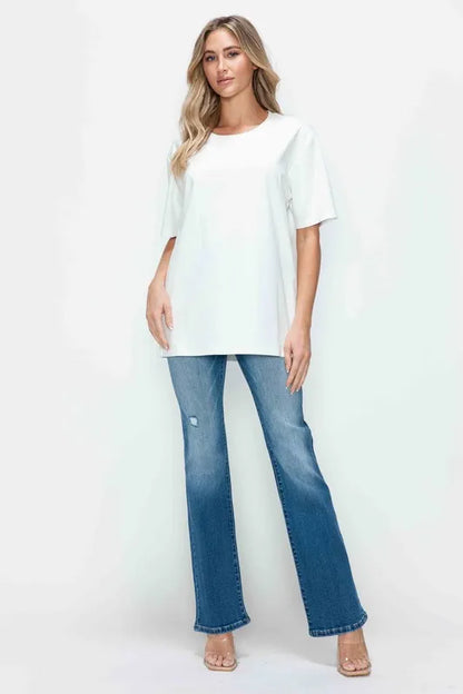 Trendsi Bytos Full Size Distressed High Rise Jeans with Pockets in Medium view 3 - High-Waisted - But Jeans (bottom)