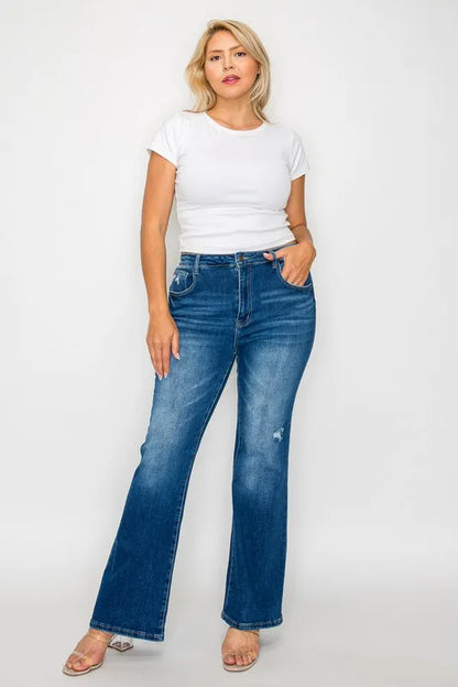 Trendsi Bytos Full Size High Rise Bootcut Jeans with Pockets in Medium view 11 - High-Waisted - But Jeans (bottom)