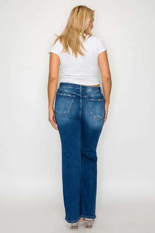 Trendsi Bytos Full Size High Rise Bootcut Jeans with Pockets view 12 - High-Waisted - But Jeans (bottom)