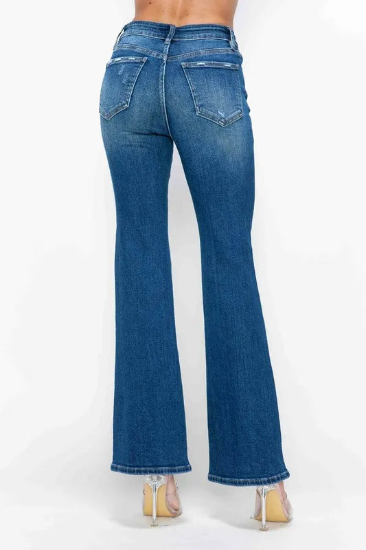 Trendsi Bytos Full Size High Rise Bootcut Jeans with Pockets in Medium view 5 - High-Waisted - But Jeans (bottom)