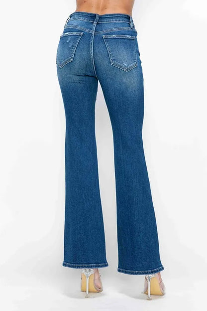 Trendsi Bytos Full Size High Rise Bootcut Jeans with Pockets in Medium view 5 - High-Waisted - But Jeans (bottom)