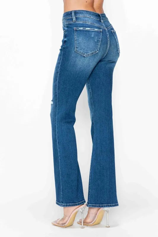 Trendsi Bytos Full Size High Rise Bootcut Jeans with Pockets in Medium view 6 - High-Waisted - But Jeans (bottom)