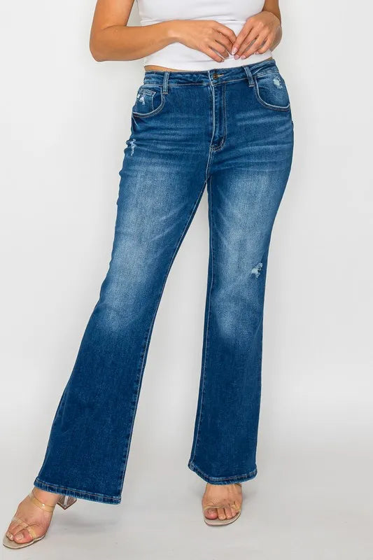Trendsi Bytos Full Size High Rise Bootcut Jeans with Pockets in Medium view 8 - High-Waisted - But Jeans (bottom)