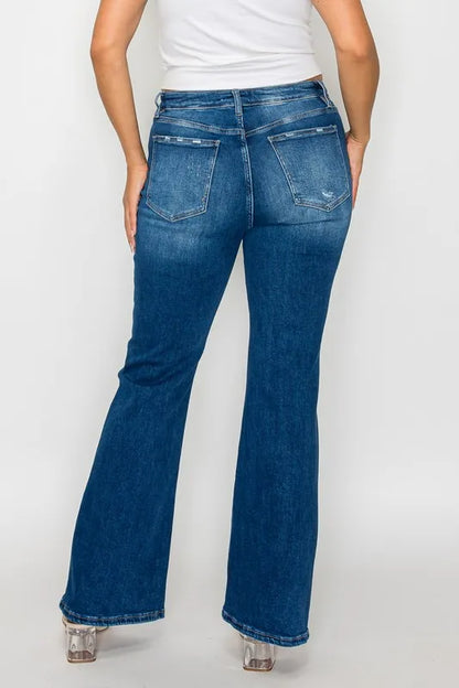 Trendsi Bytos Full Size High Rise Bootcut Jeans with Pockets in Medium view 9 - High-Waisted - But Jeans (bottom)
