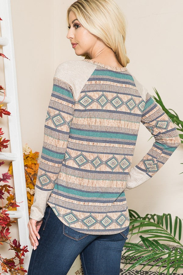Tribal Print Knit Top in XL view 4 - Fall Wardrobe Essential - Tribal Print Tops Womens