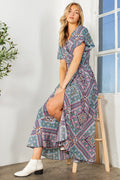 Tribal Print Wrap Dress with Waist Smocking S (dress) - tribal print dress women, tribal print dress ma - shop at us.meeeshop