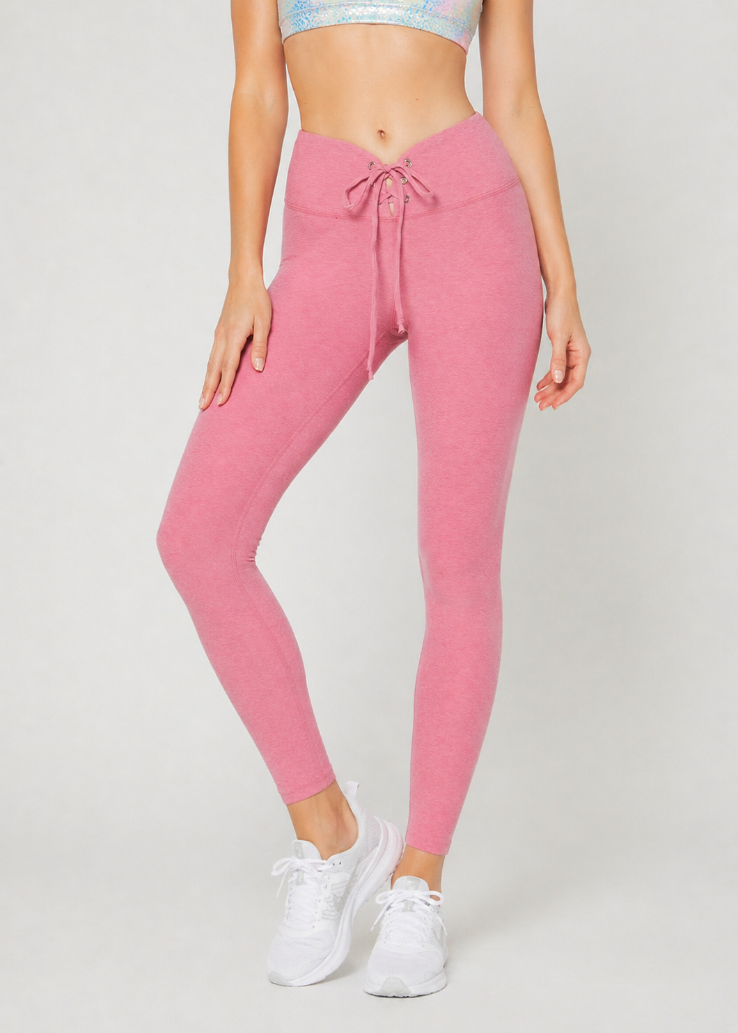 Trophy Yoga All Tied up Leggings Made in USA in Pink view 16 - All Tied Up Company (bottom)