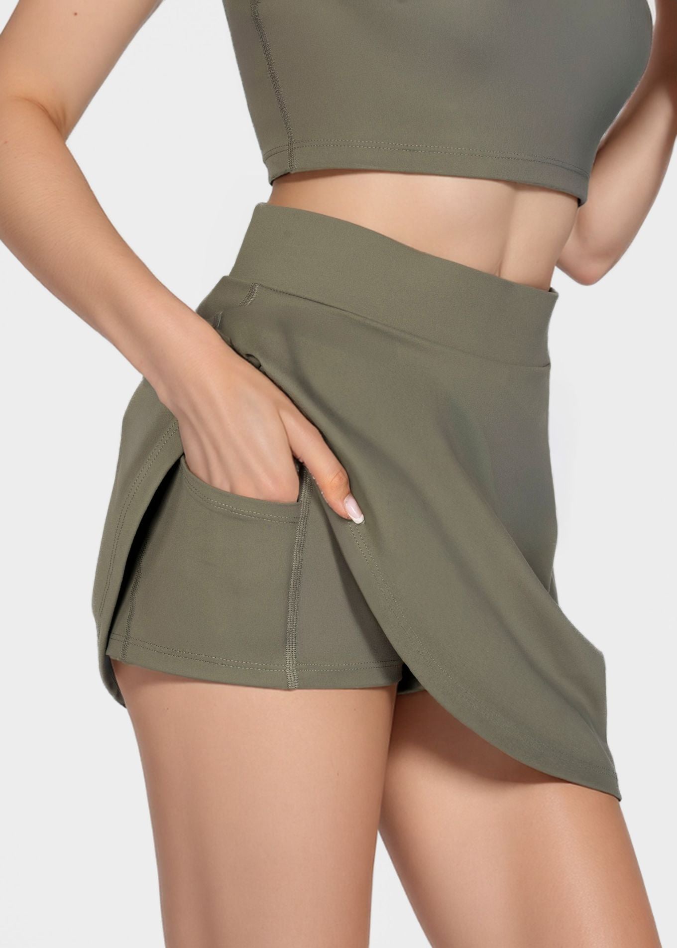 Trophy Yoga Built-in Pocket Short Tennis Skirt Made in USA in Naval Blue view 9 - Usa Skirt (bottom)