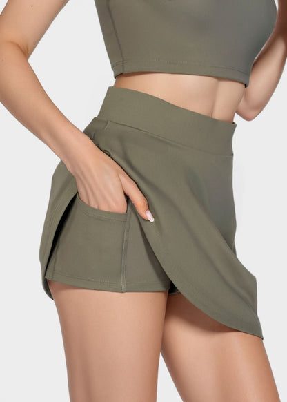 Trophy Yoga Built-in Pocket Short Tennis Skirt Made in USA in Naval Blue view 9 - Usa Skirt (bottom)