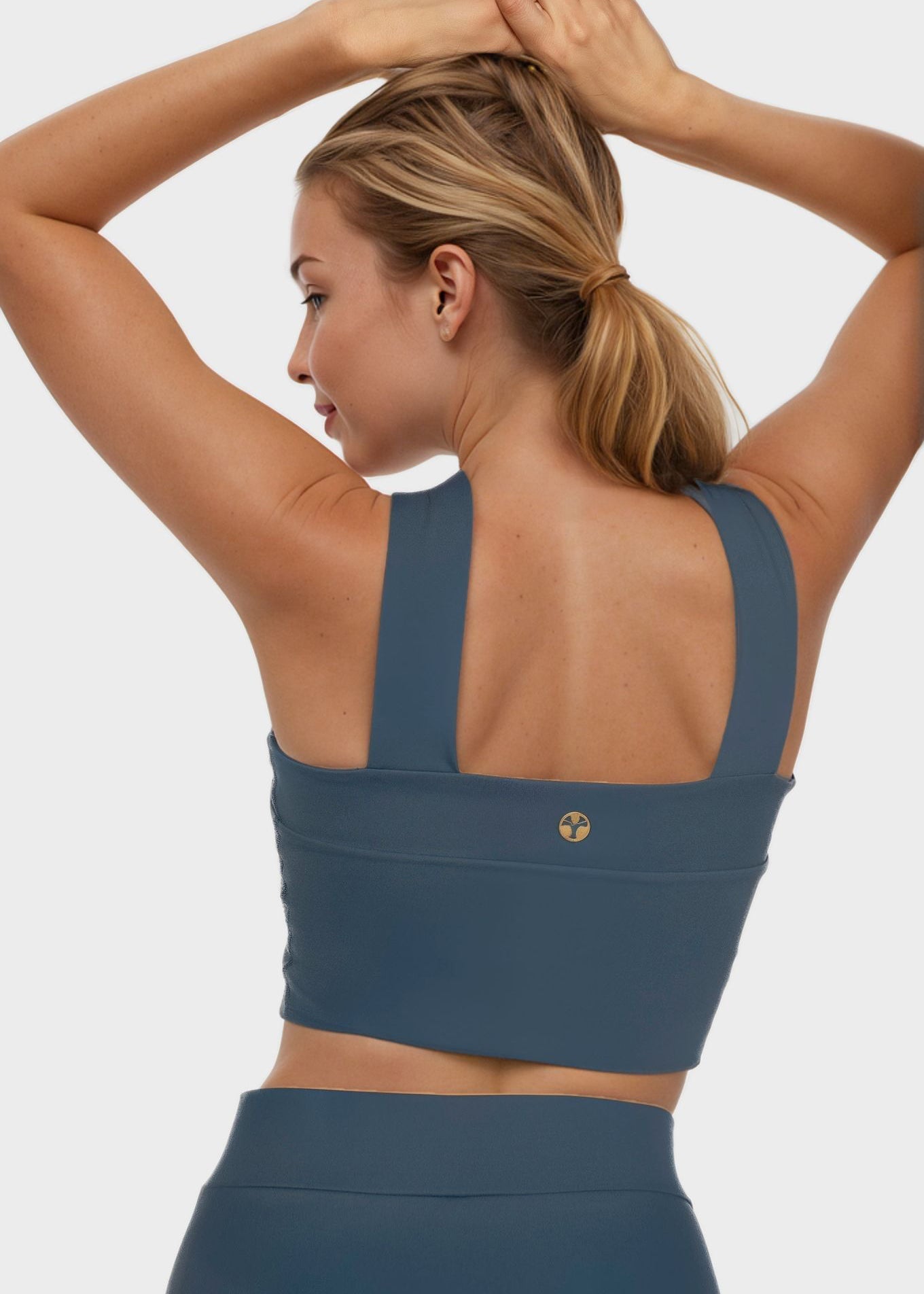 Trophy Yoga Criss Cross Tennis Crop Top Made in USA in Naval Blue view 10 - Criss Cross Top Women