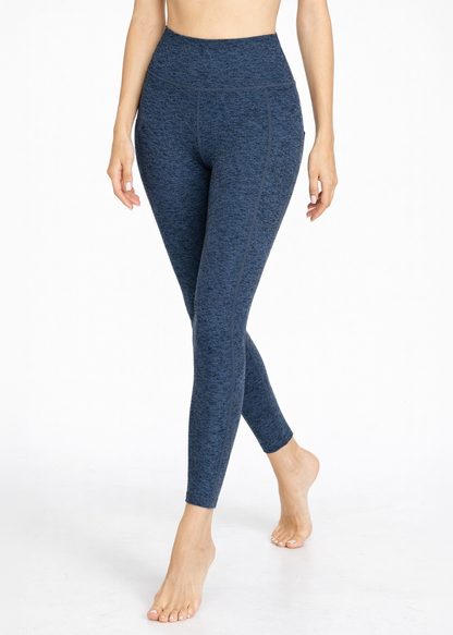 Trophy Yoga Heather Pocket Leggings Made in USA in Navy view 10 - Made Usa (bottom)