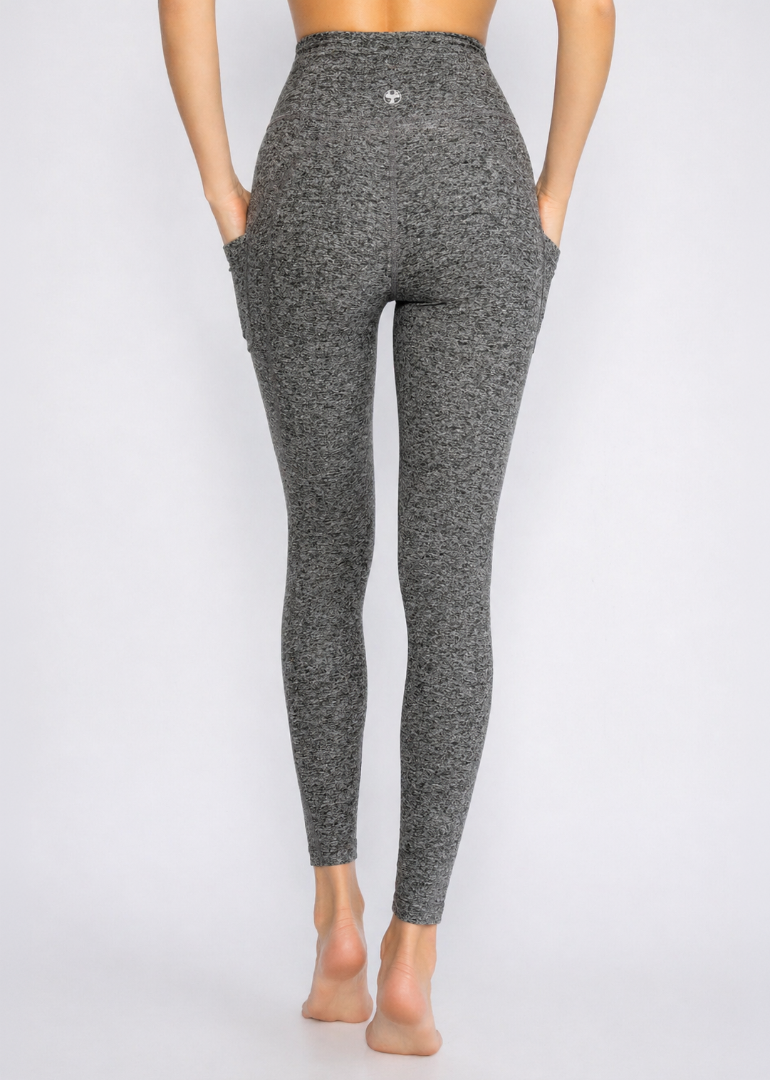 Trophy Yoga Heather Pocket Leggings Made in USA in Heather Gray view 15 - Made Usa (bottom)
