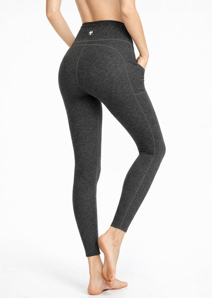 Trophy Yoga Heather Pocket Leggings Made in USA in Charcoal view 4 - Made Usa (bottom)