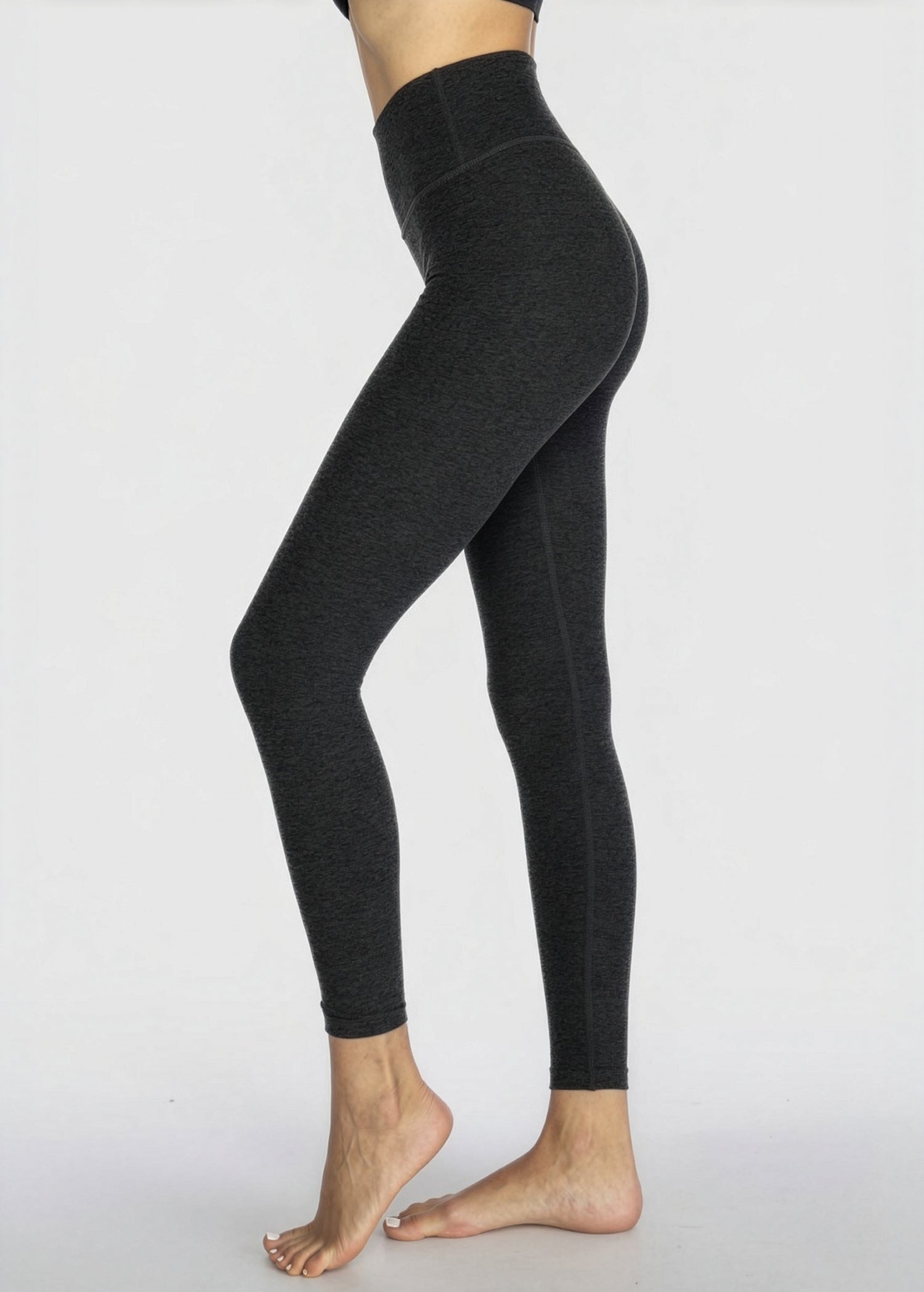 Trophy Yoga High Waisted Yoga Leggings Made in USA in CHARCOAL/HEATHER view 3 - High-Waisted - Us High Waisted Bikini
