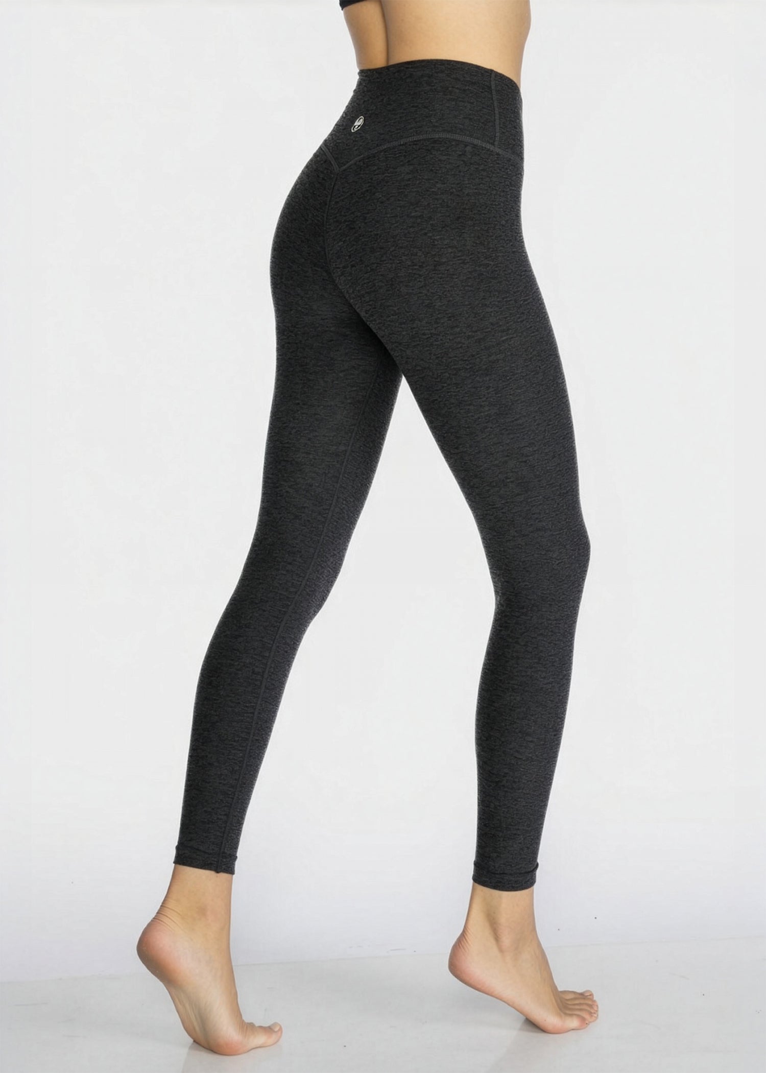 Trophy Yoga High Waisted Yoga Leggings Made in USA in CHARCOAL/HEATHER view 4 - High-Waisted - Us High Waisted Bikini