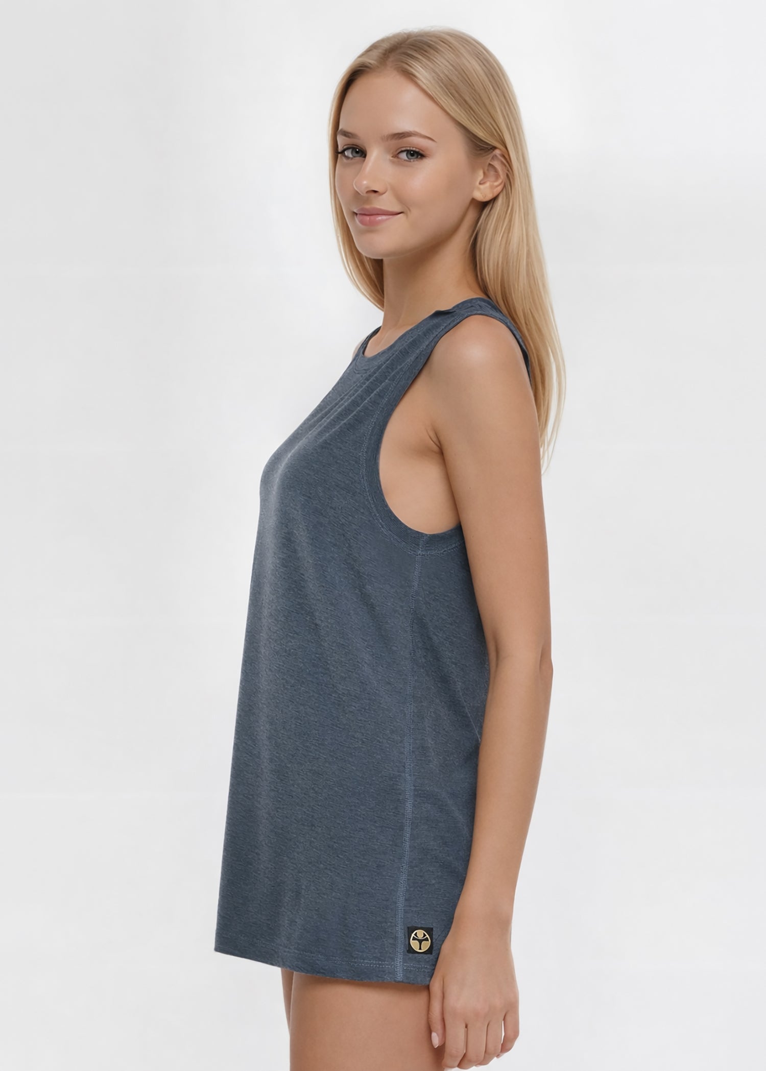 Trophy Yoga Relaxed Fit Tank Made in USA in Gray view 7 - Relaxed Tank Top