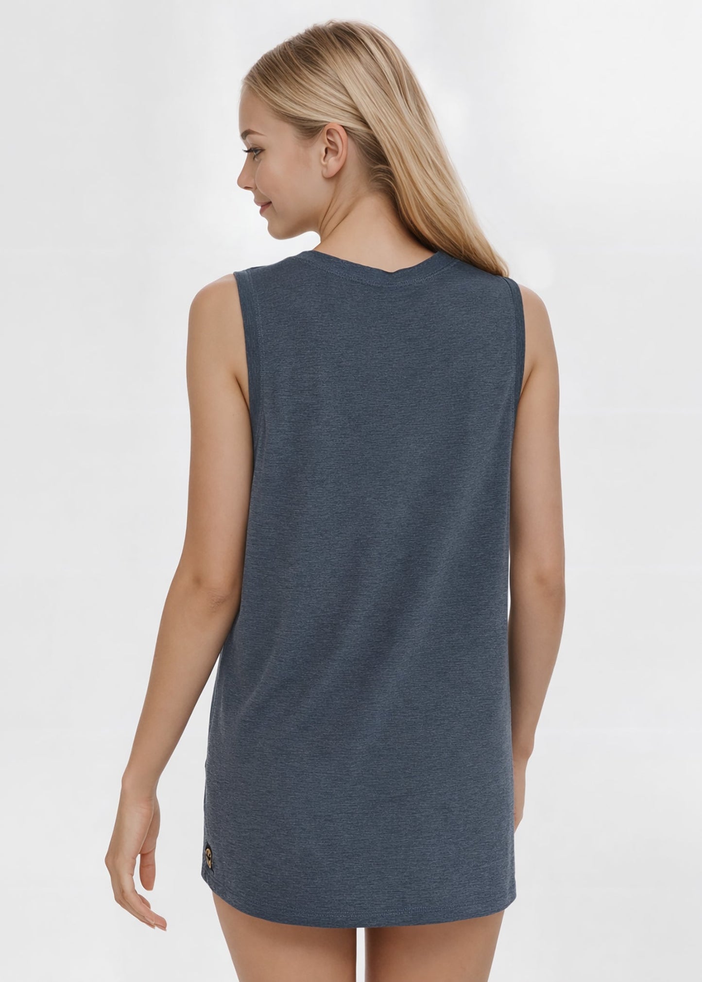 Trophy Yoga Relaxed Fit Tank Made in USA in Gray view 8 - Relaxed Tank Top