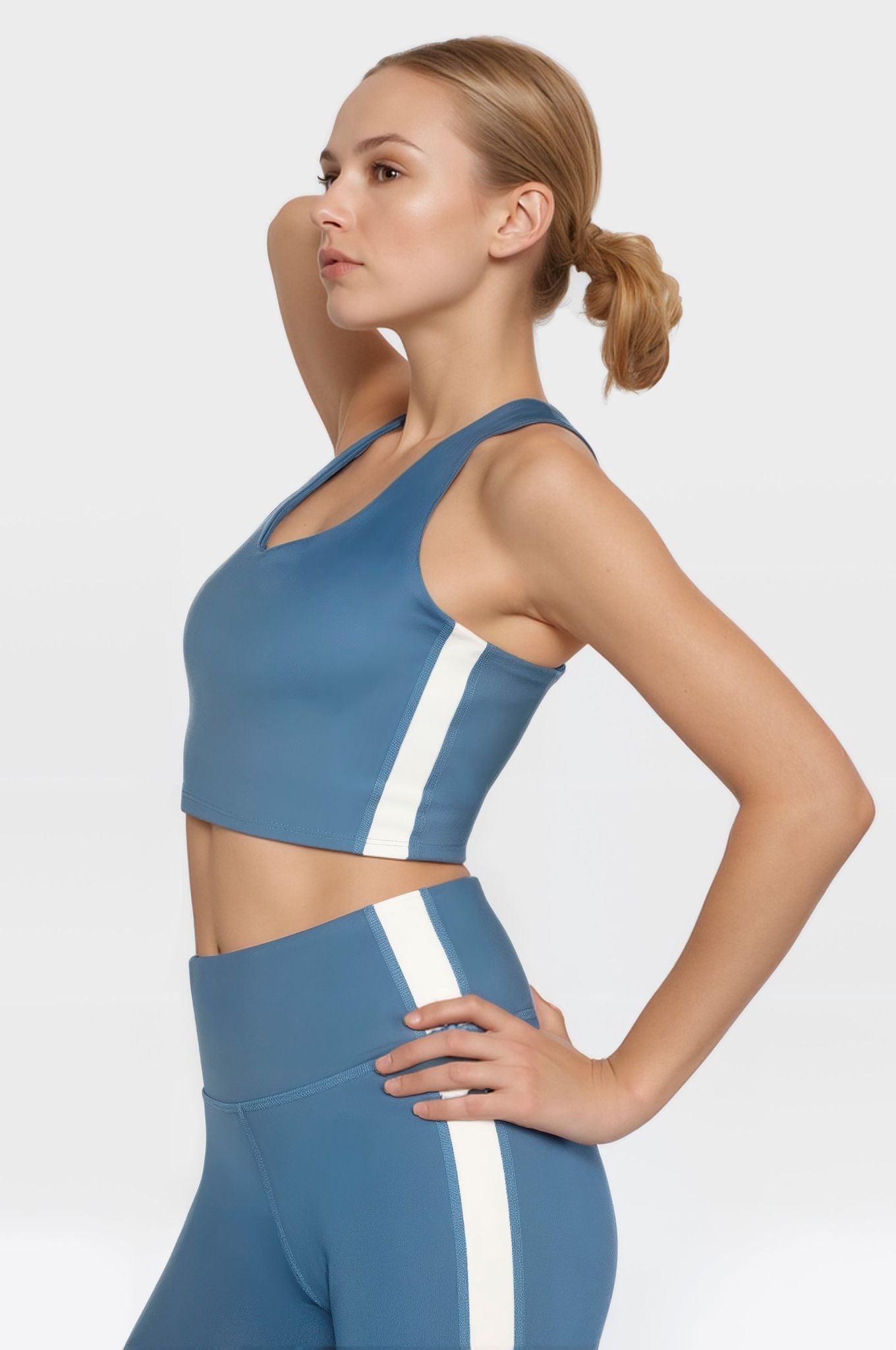 Trophy Yoga Side Split Crop Top – Four-way Stretch, Made in USA in Black view 8 - Comfort Stretch - Split Tank Top