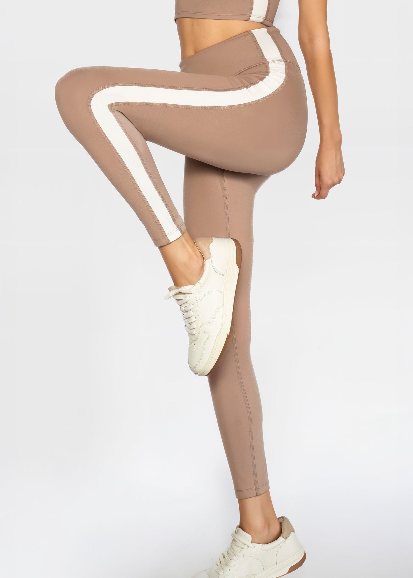 Trophy Yoga Side Split Yoga Leggings Made in USA in Dusty Blue view 14 - Split Yoga Studio (bottom)