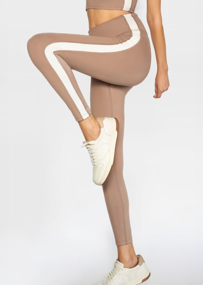 Trophy Yoga Side Split Yoga Leggings Made in USA in Dusty Blue view 14 - Split Yoga Studio (bottom)