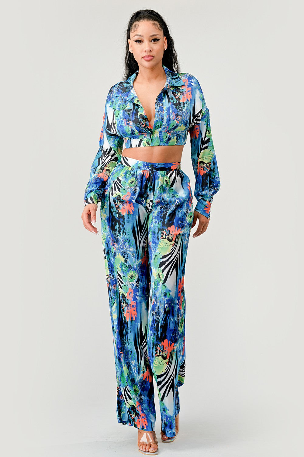 Tropical Mirage Palazzo Set - MeeeShop Women's Fashion