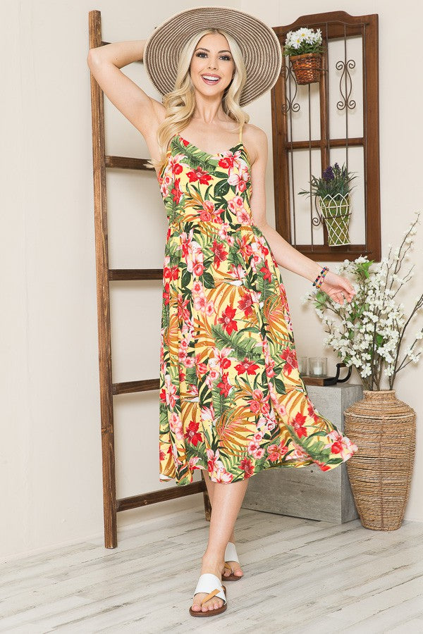 Tropical Print Eyelet Midi Dress view 9 - Tropical Print Dresses For Women