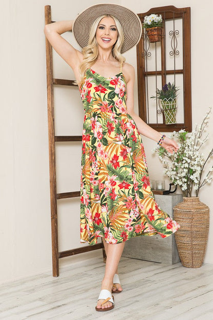 Tropical Print Eyelet Midi Dress view 9 - Tropical Print Dresses For Women