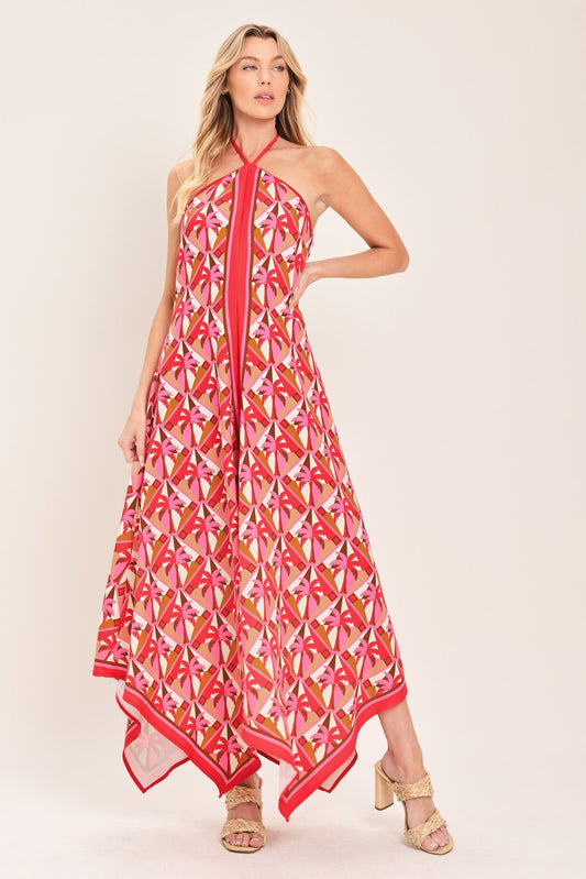 Tropical Temptation Halter Woven Midi Dress in GREEN - Tropical Temptation Dress Code