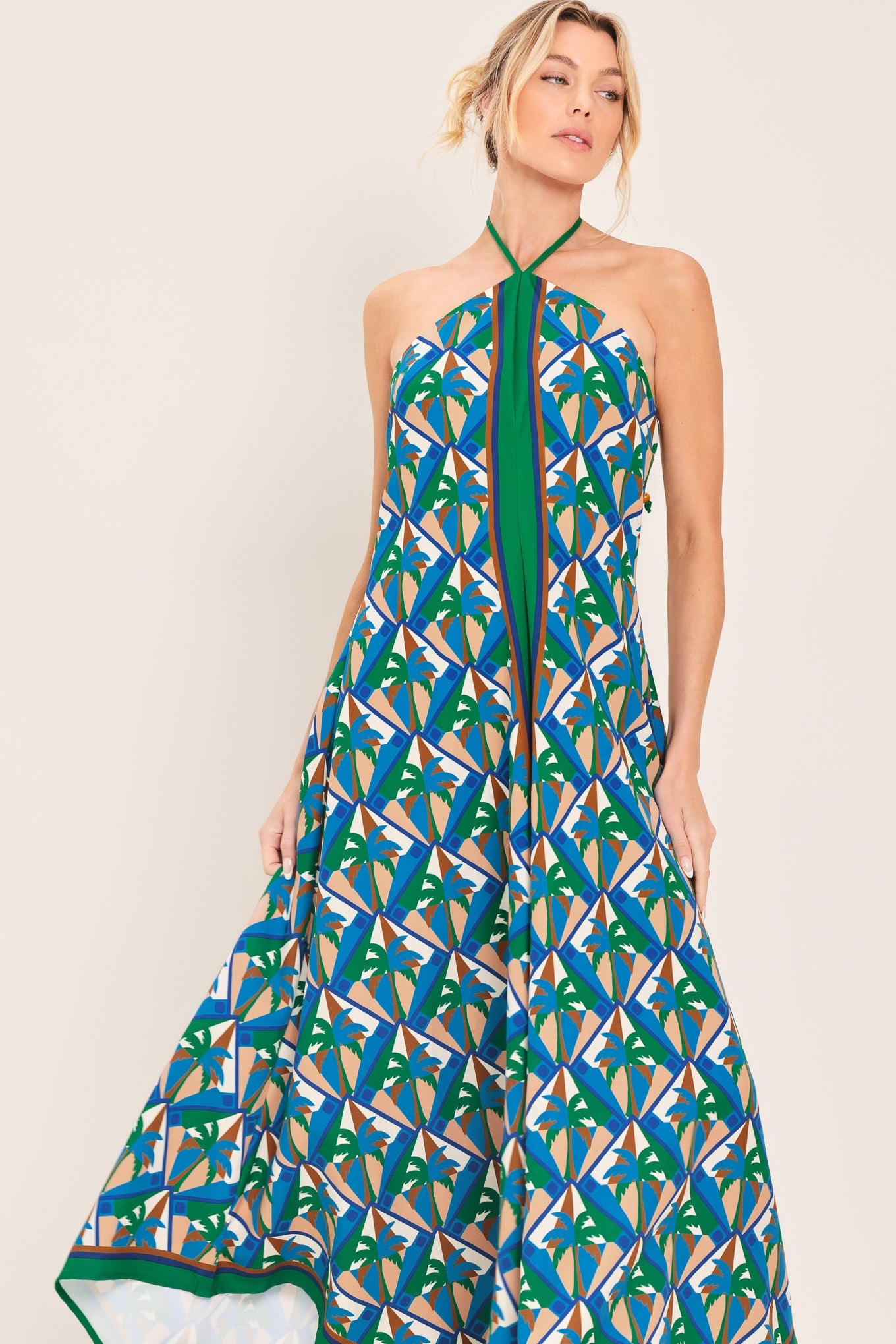 Tropical Temptation Halter Woven Midi Dress in RED view 4 - Tropical Temptation Dress Code
