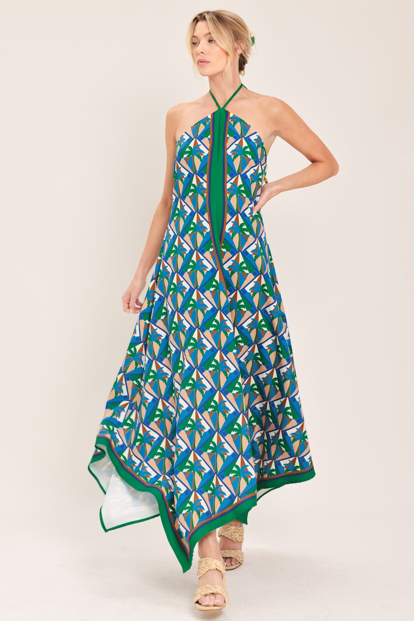 Tropical Temptation Halter Woven Midi Dress in RED view 5 - Tropical Temptation Dress Code