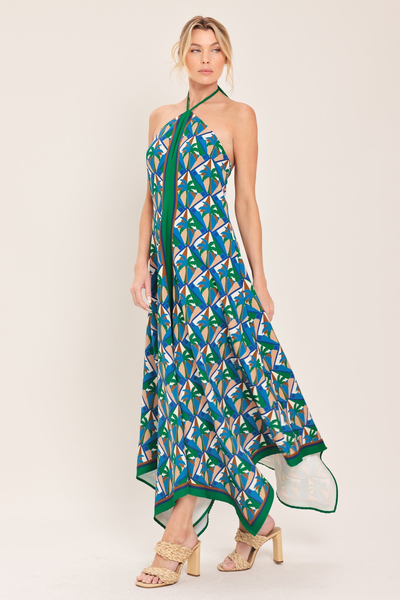 Tropical Temptation Halter Woven Midi Dress in RED view 6 - Tropical Temptation Dress Code