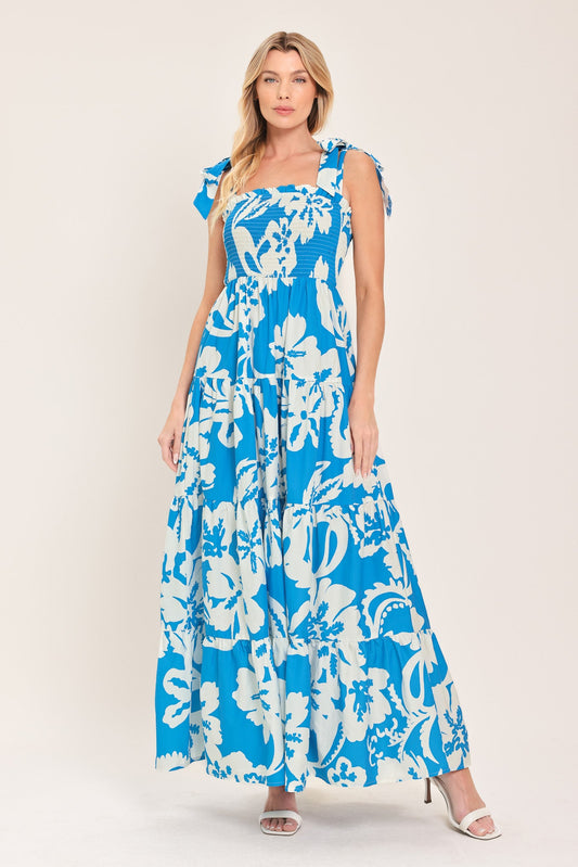 Tropically Yours Woven Maxi Dress in BLUE - Yours Tropical Dress