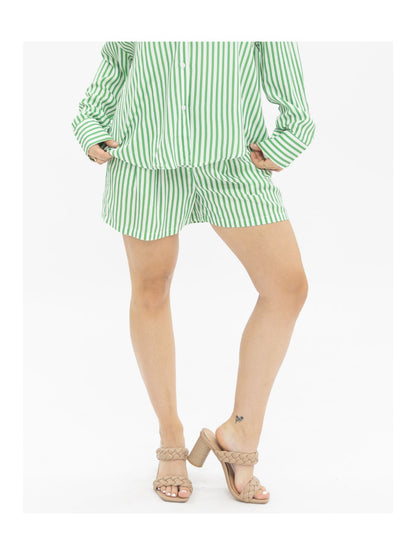 Trouser Shorts, Green Stripes in Green view 6 - Trouser Shorts Striped (bottom)