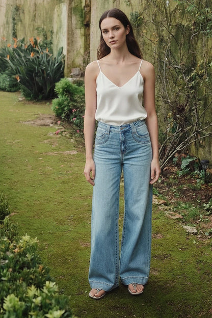 Tummy Control High Rise A-wide Leg Fit Jeans in 1 (24) - High-Waisted - Tummy Control Jeans For Women (bottom)