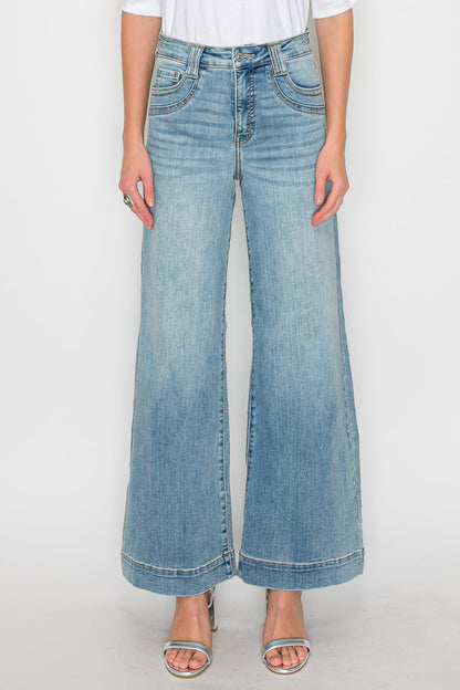 Tummy Control High Rise A-wide Leg Fit Jeans in 3 (25) view 2 - High-Waisted - Tummy Control Jeans For Women (bottom)